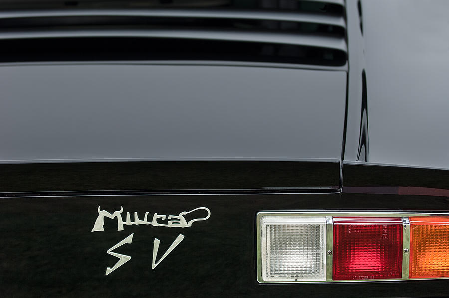 1973 Lamborghini Miura SV Berlinetta Taillight Emblem Photograph by Jill Reger