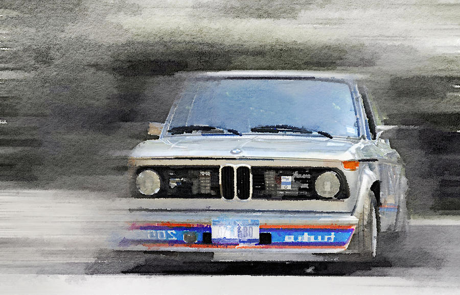 Bmw Painting - 1974 BMW 2002 Turbo Watercolor by Naxart Studio