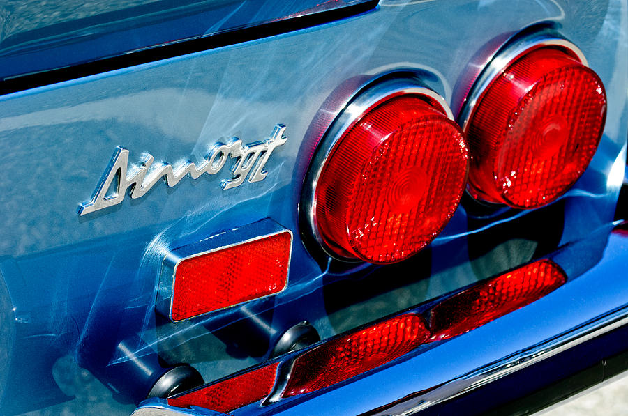 Car Photograph - 1974 Ferrari Dino Targa GTS Taillight Emblem by Jill Reger