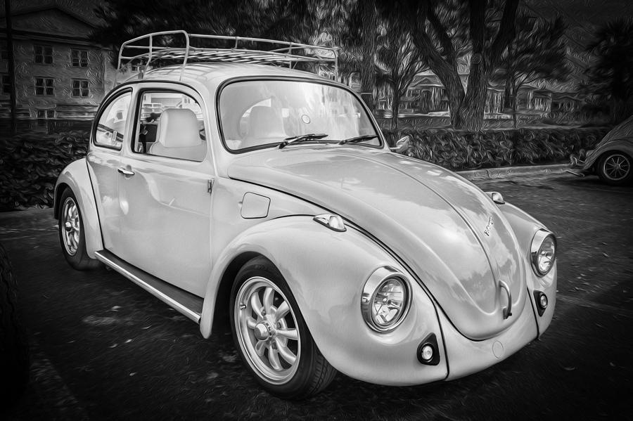 1974 Volkswagen Beetle VW Bug BW Photograph by Rich Franco