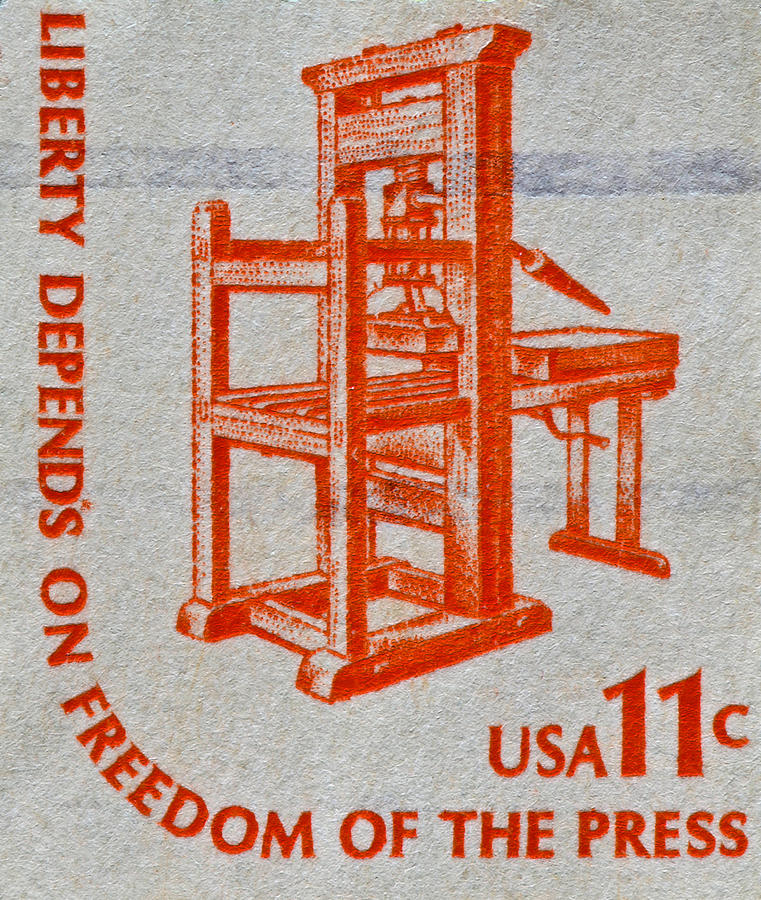 1975 Liberty Depends on Freedom of the Press Stamp Photograph by Bill Owen