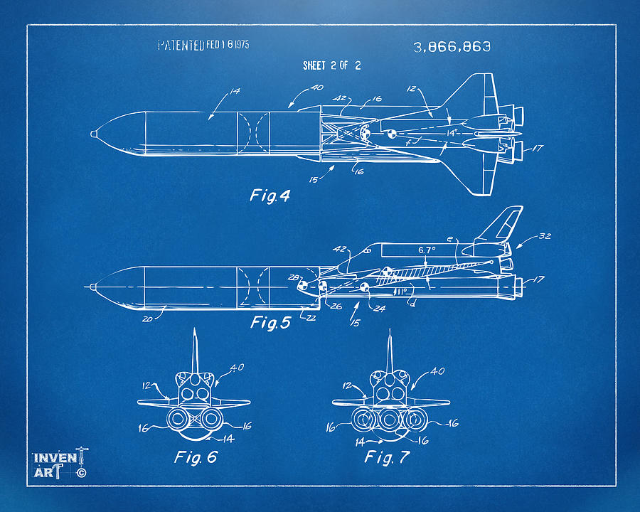1975 Space Vehicle Patent - Blueprint Digital Art by Nikki Marie Smith