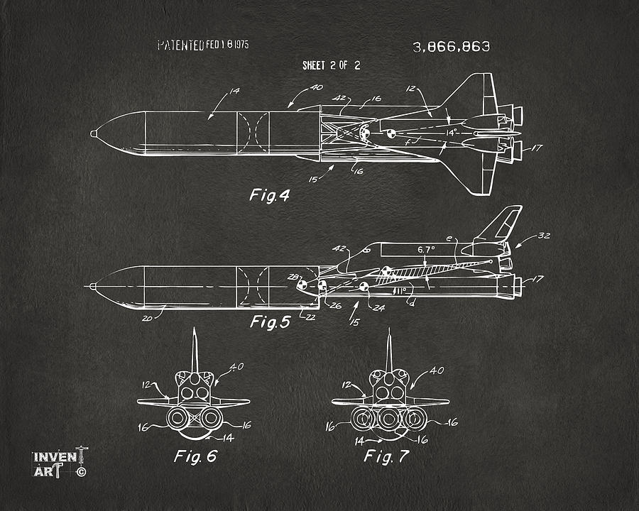 1975 Space Vehicle Patent - Gray Digital Art by Nikki Marie Smith