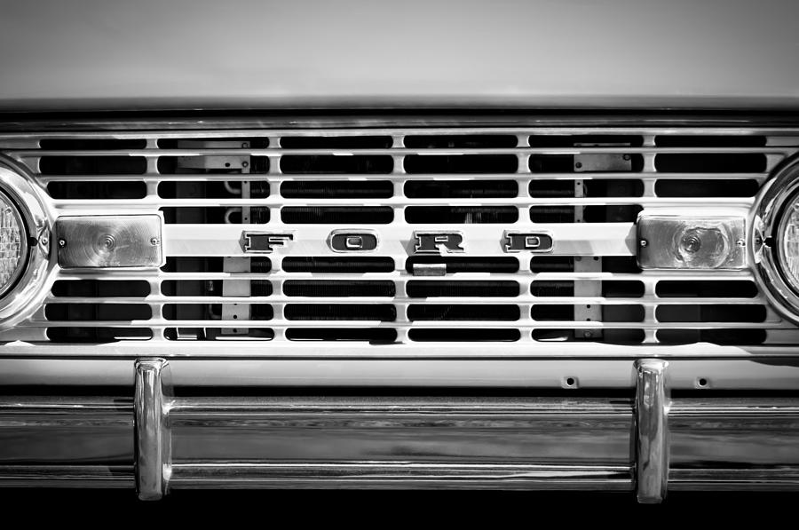1976 Ford Bronco Grille Emblem -3275bw Photograph by Jill Reger