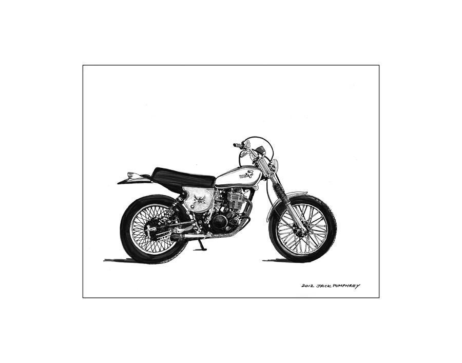 1976 Yamaha TT Drawing by Jack Pumphrey