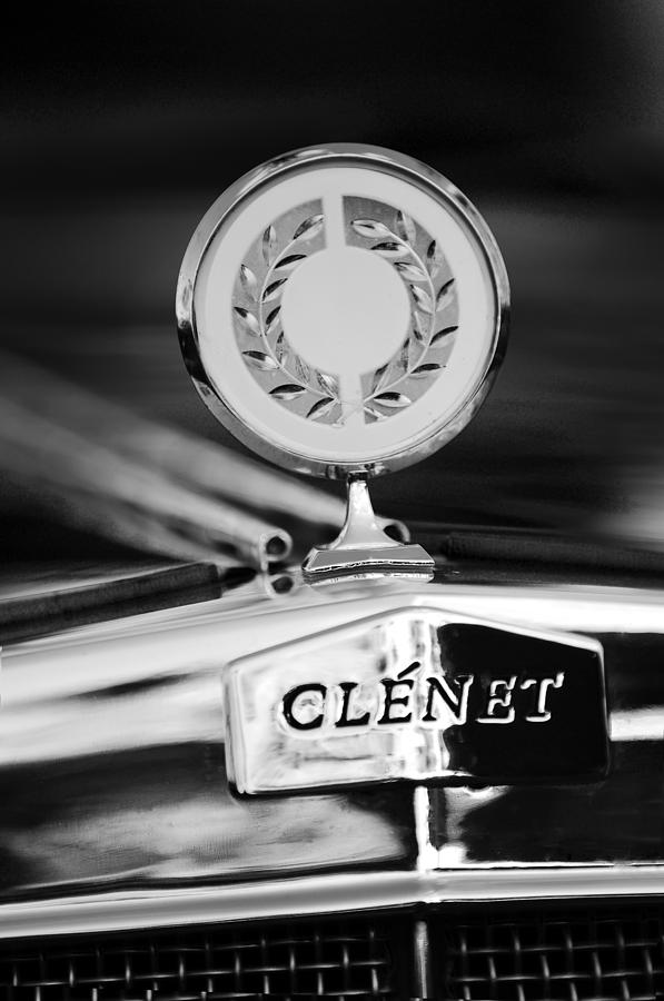 Black And White Photograph - 1979 Clenet Hood Ornament -176bw by Jill Reger