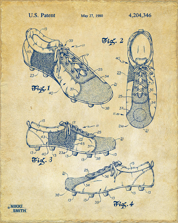 1980 Soccer Shoes Patent Artwork - Vintage Digital Art by Nikki Marie Smith