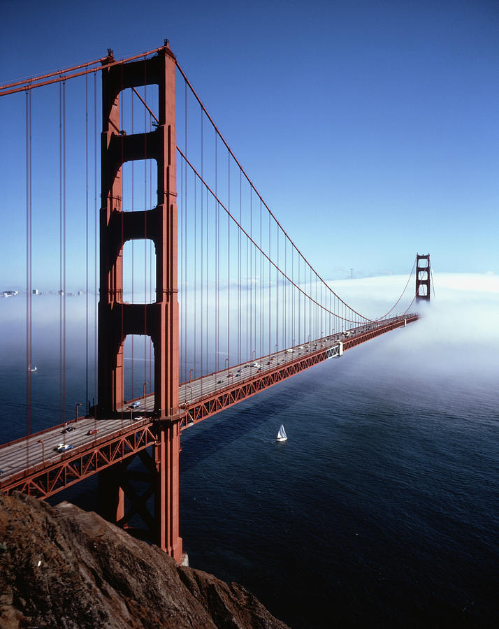 1980s Golden Gate Bridge With Fog Photograph by Vintage Images