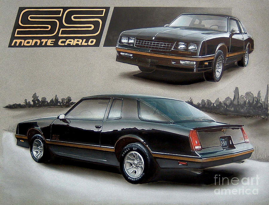 Car Drawing - 1986 Monte Carlo Aerocoupe by Paul Kuras