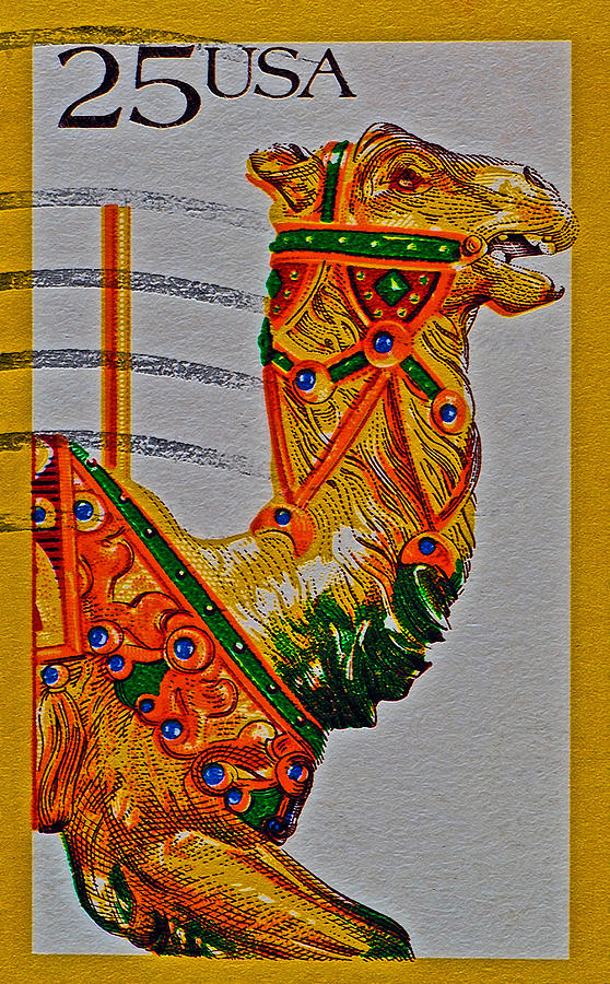 1988 Carousel Camel Stamp Photograph by Bill Owen