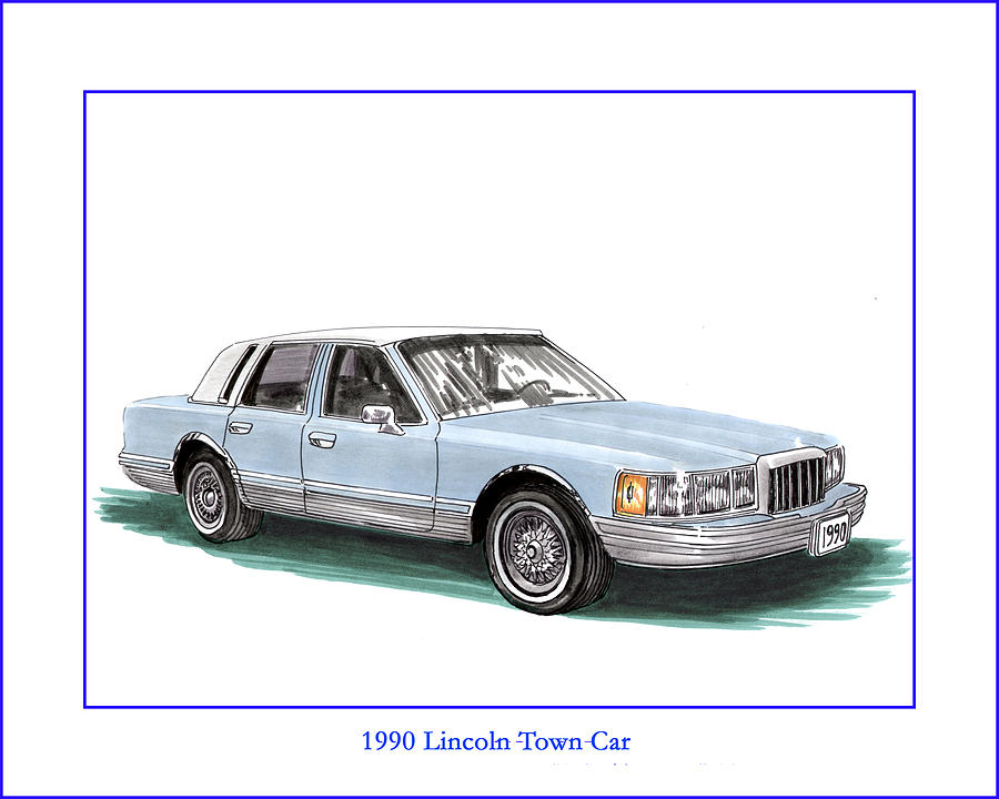 1990 Lincoln Town Car print Painting by Jack Pumphrey