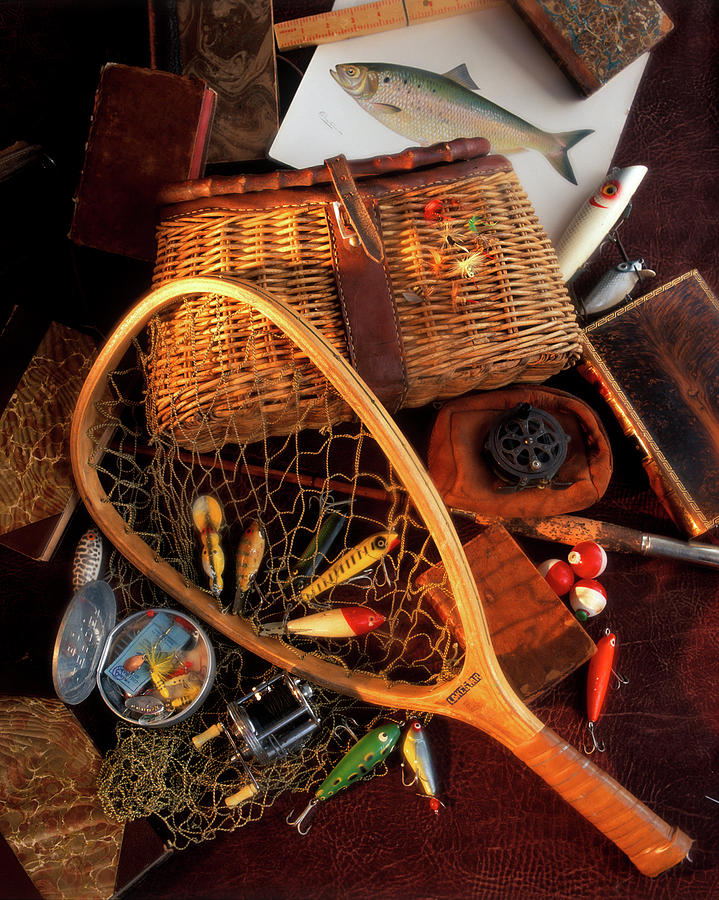 Fish Photograph - 1990s Still Life With Fishing Gear by Vintage Images