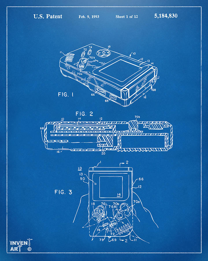 1993 Nintendo Game Boy Patent Artwork Blueprint Digital Art by Nikki Marie Smith