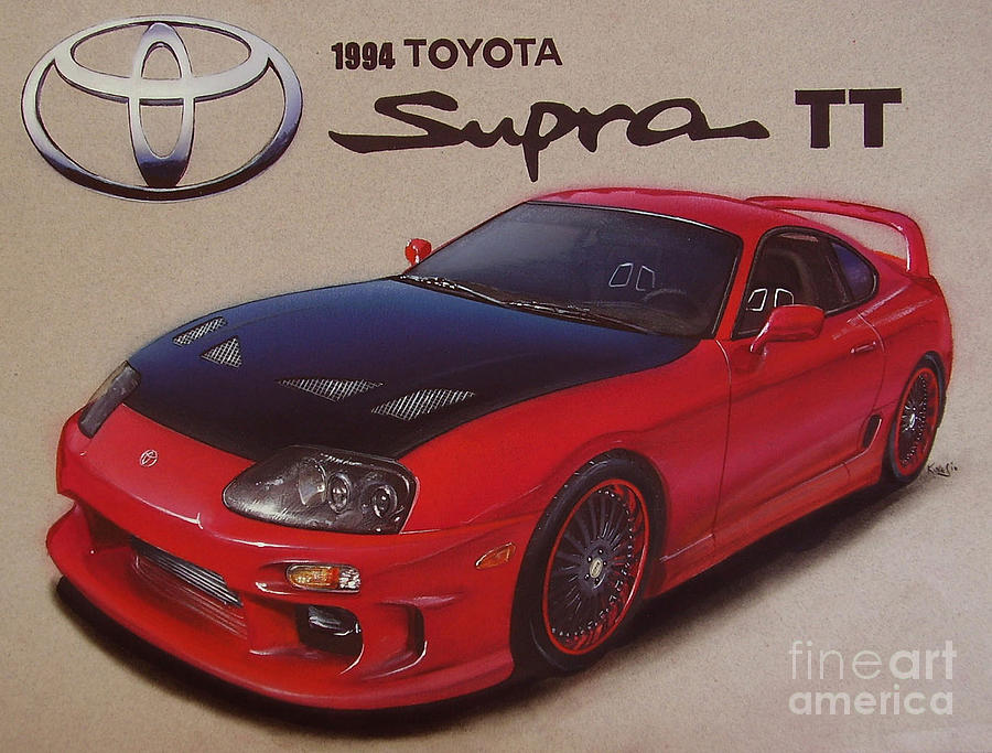 Car Drawing - 1994 Toyota Supra by Paul Kuras