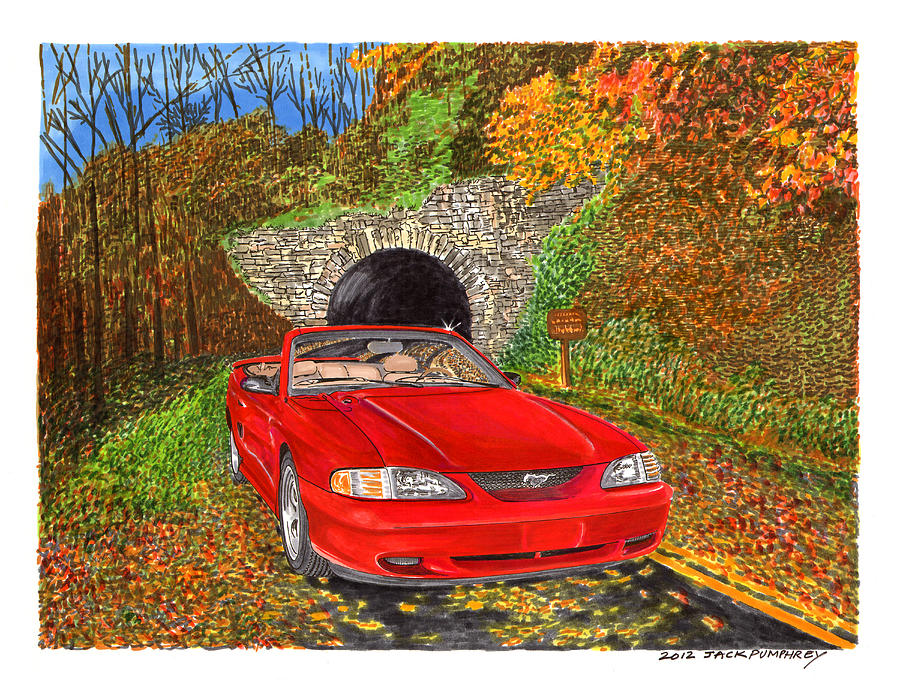 1996 Ford Mustang GT in fall colors Painting by Jack Pumphrey