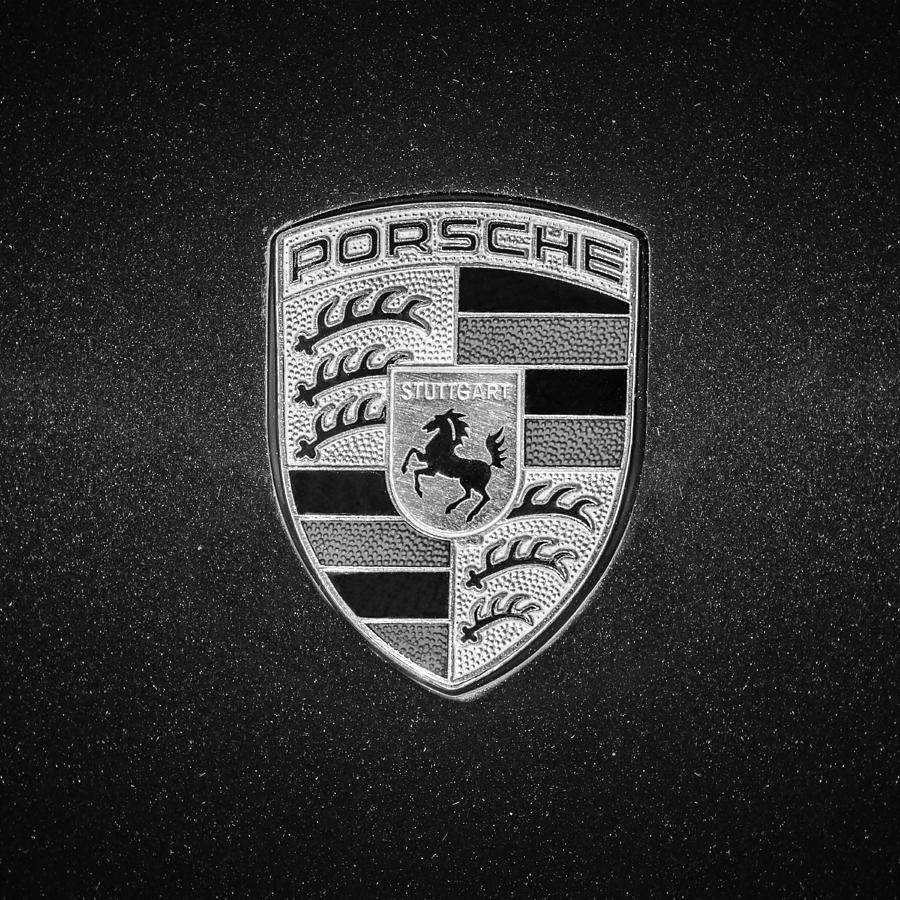 Black And White Photograph - 1996 Porsche 911 Emblem -0800bw55 by Jill Reger