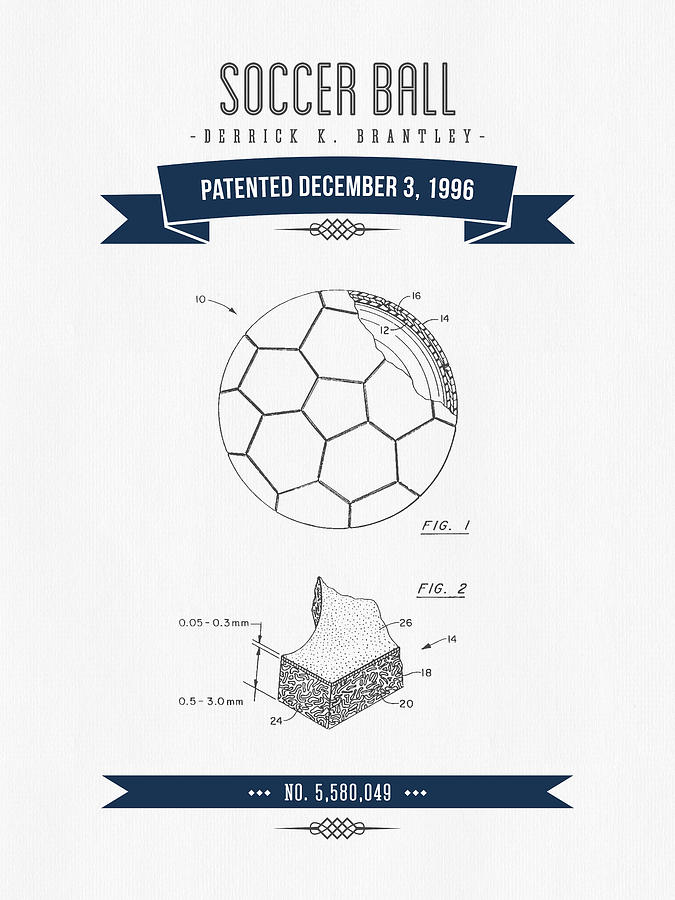1996 Soccer Ball Patent Drawing - Retro Navy Blue Digital Art