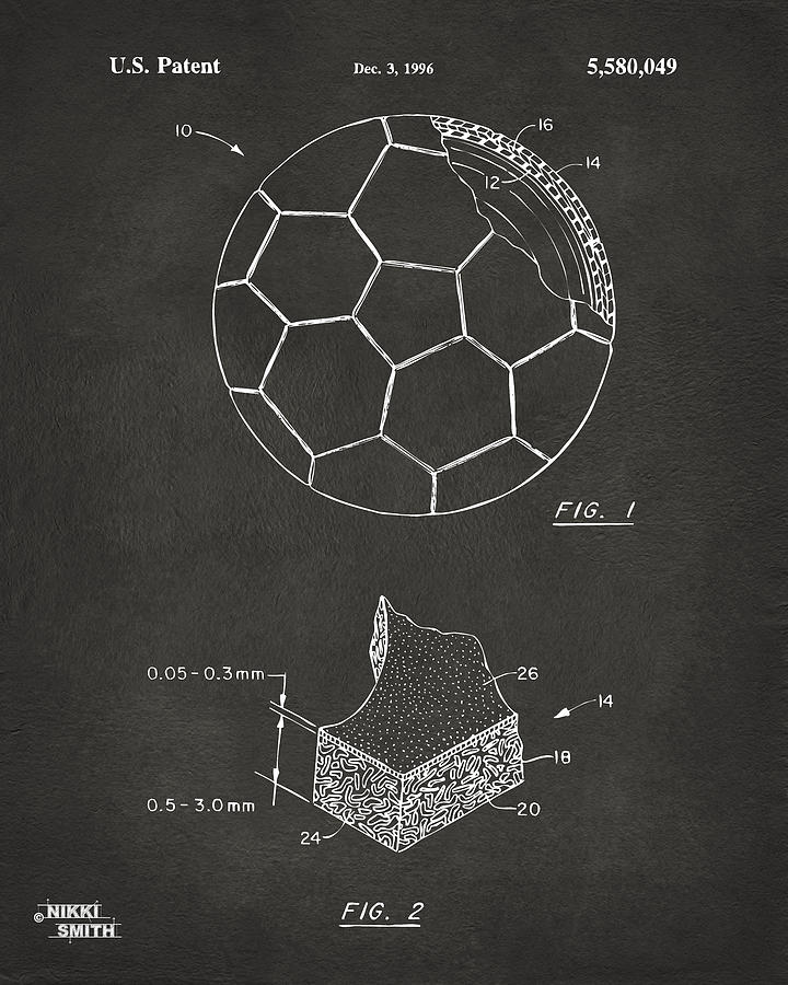 1996 Soccerball Patent Artwork - Gray Digital Art by Nikki Marie Smith