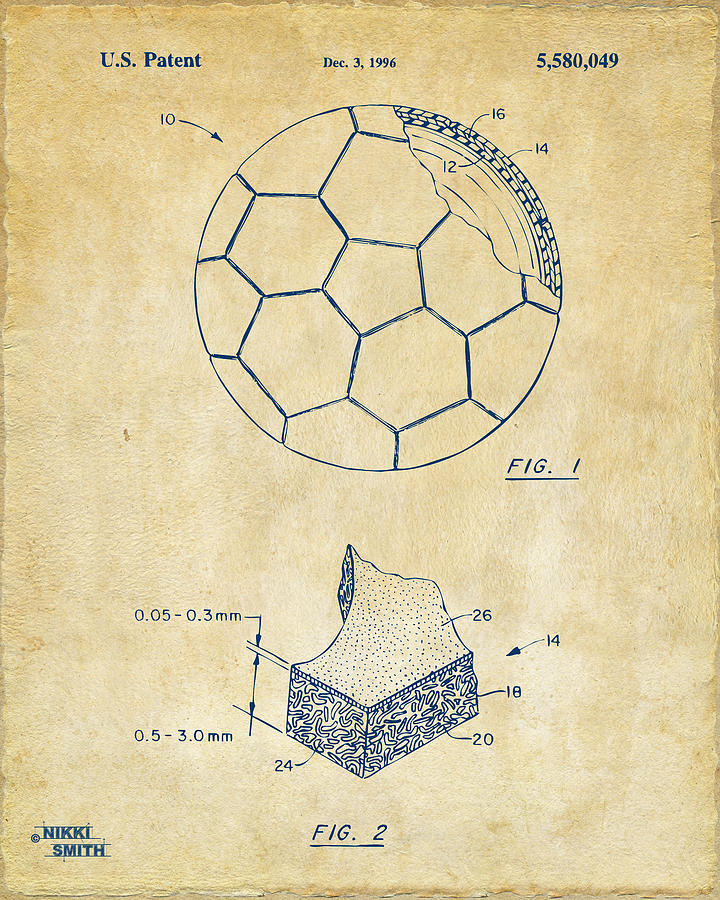 1996 Soccerball Patent Artwork - Vintage Digital Art by Nikki Marie Smith