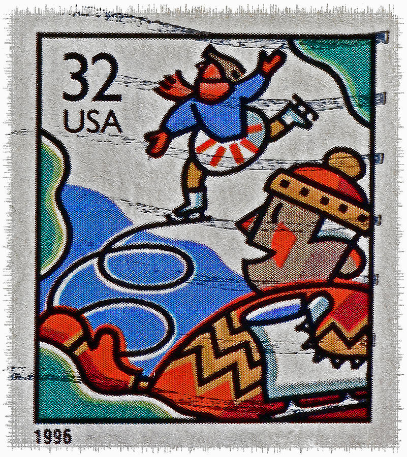 1996 Winter Skaters Stamp Photograph by Bill Owen