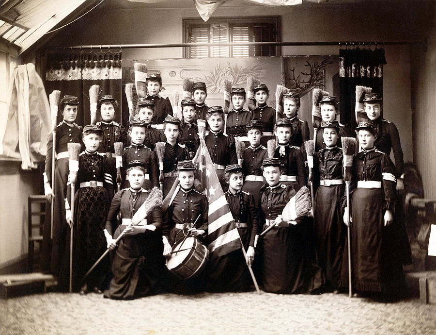 19th C. Female Cadets armed with Brooms Photograph by Historic Image