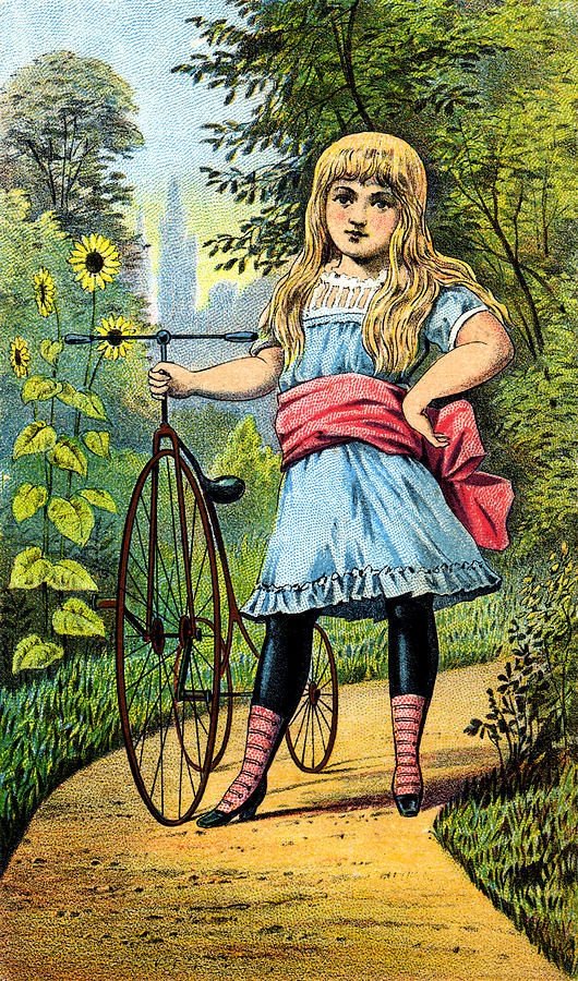 19th C. Girl and her Tricycle Painting by Historic Image