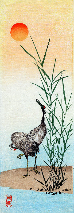 1900 Japanese Cranes Painting by Historic Image