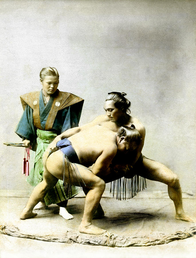 19th C. Japanese Wrestlers Photograph by Historic Image