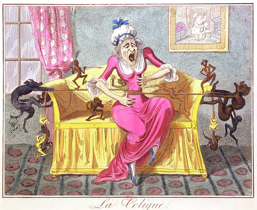 19th Century Caricature Of A Woman With Colic. Photograph by Jean-loup Charmet/science Photo Library
