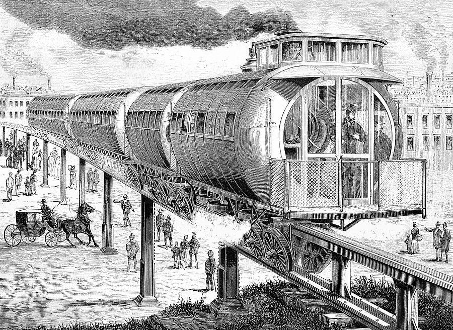 Black And White Photograph - 19th Century Elevated Railway by Bildagentur-online/tschanz