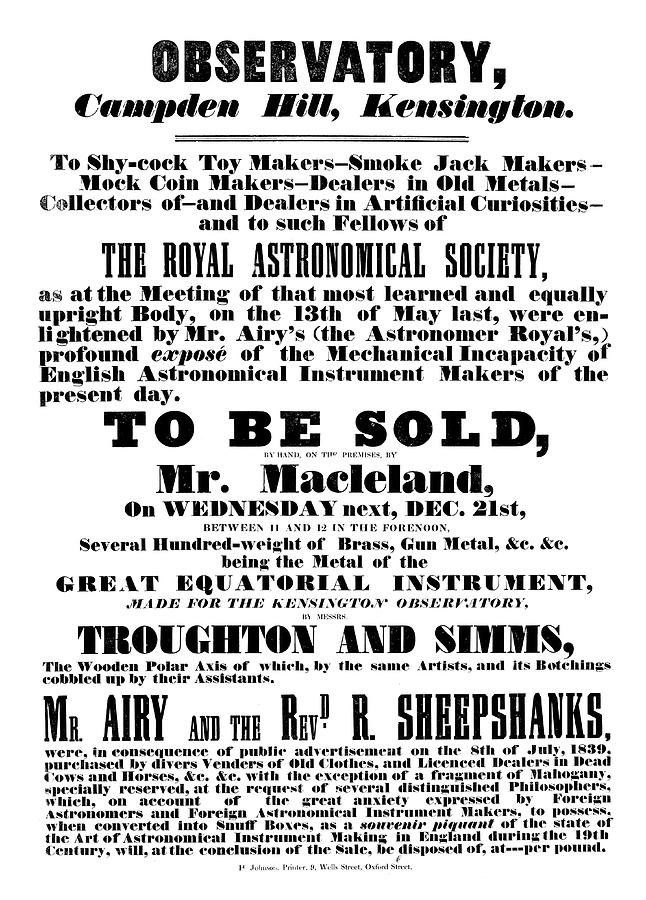 19th Century Observatory Sale Advert Photograph by Science Photo Library 19th Century Observatory Sale Advert Photograph by Science Photo Library