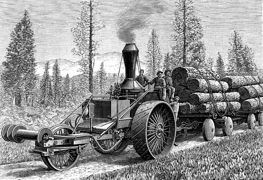 Black And White Photograph - 19th Century Steam Tractor by Collection Abecasis/science Photo Library