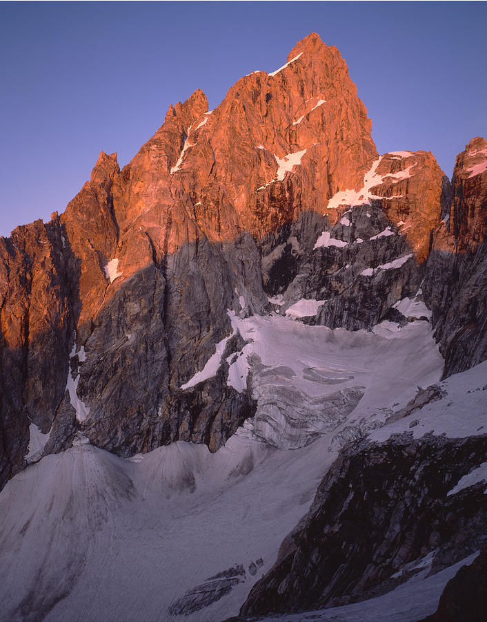 1M9380-Sunrise on the North Face of Grand Teton Photograph by Ed  Cooper Photography