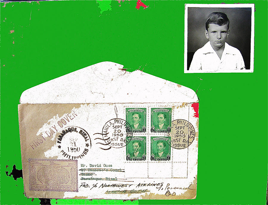 1st day cover 1950 Manila Philippine Islands David Lee Guss 1949 passport photo  collage 1950-2012 Photograph by David Lee Guss