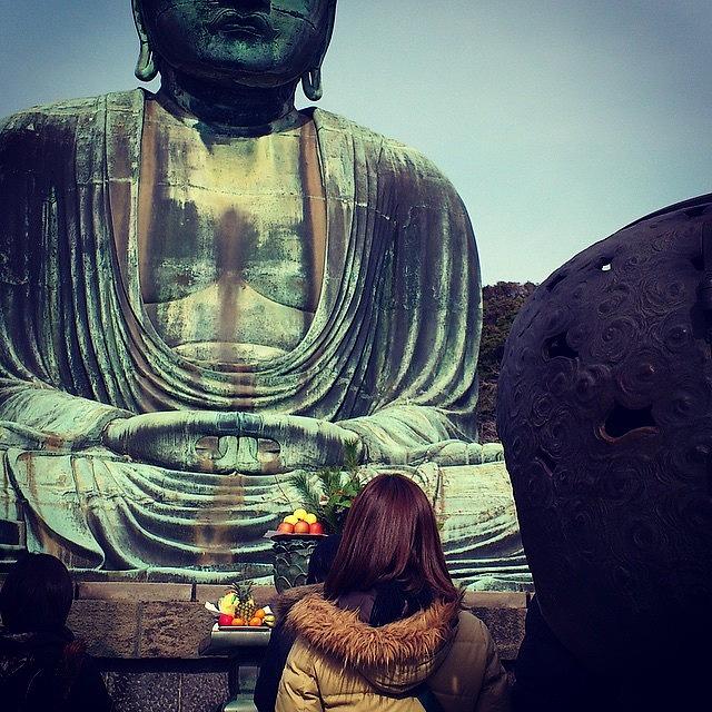Great Buddha Photograph - Great Buddha in Kamakura Japan by Yoshikazu Yamaguchi