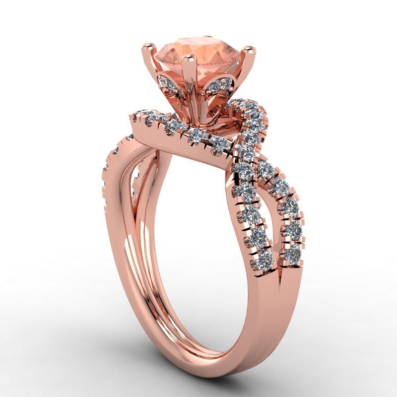 14k Rose Gold Diamond Ring With Morganite Center Stone Jewelry by ...