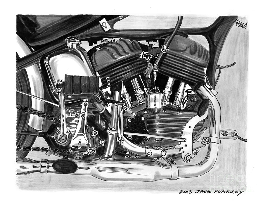  Harley Davidson W L A Painting by Jack Pumphrey