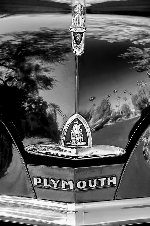1948 Plymouth Special Deluxe Club Coupe Front Emblem -740BW Photograph by Jill Reger