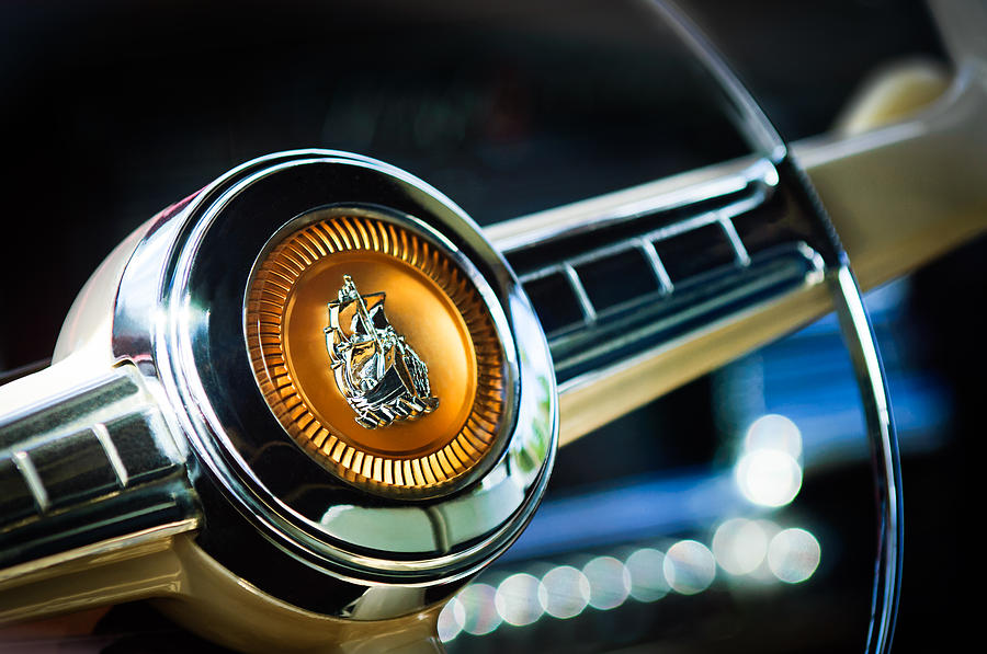 1949 Plymouth P-18 Special Deluxe Convertible Steering Wheel Emblem #2 Photograph by Jill Reger
