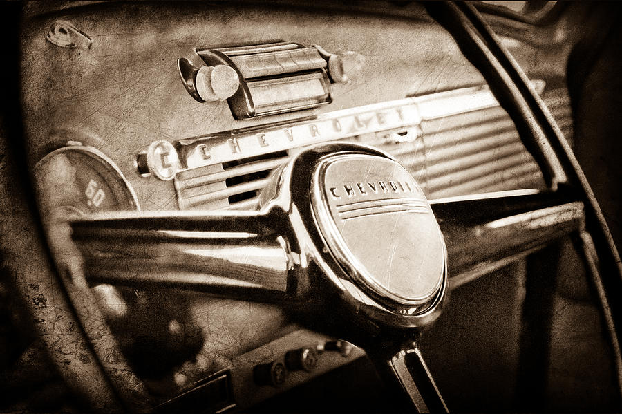Car Photograph - 1950 Chevrolet 3100 Pickup Truck Steering Wheel #2 by Jill Reger