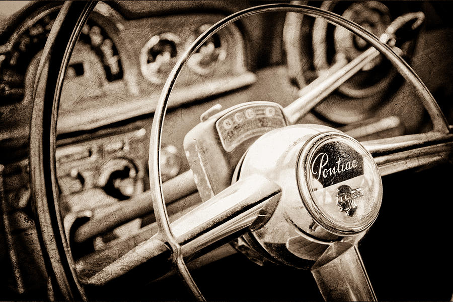 1950 Pontiac Steering Wheel Emblem #2 Photograph by Jill Reger