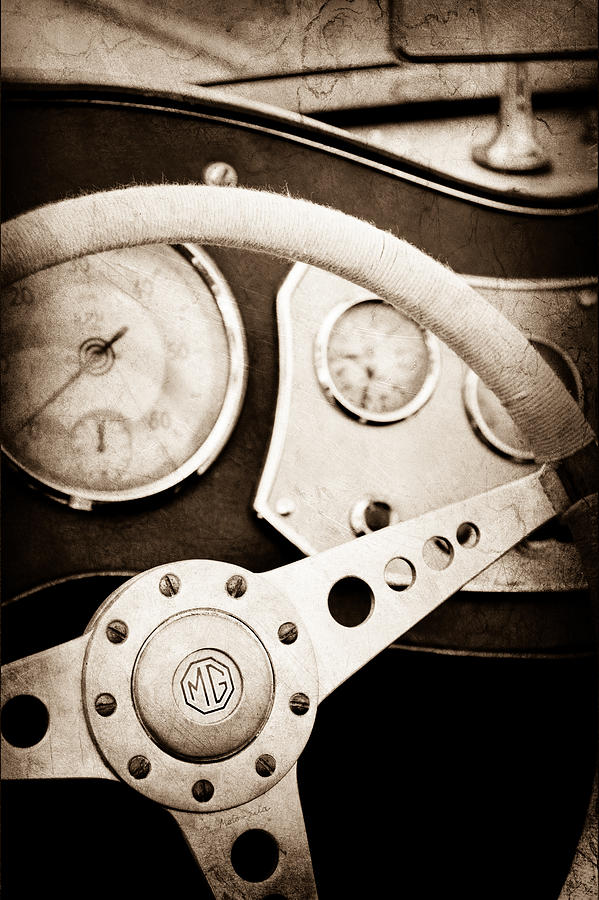 1953 MG TDC Steering Wheel #2 Photograph by Jill Reger
