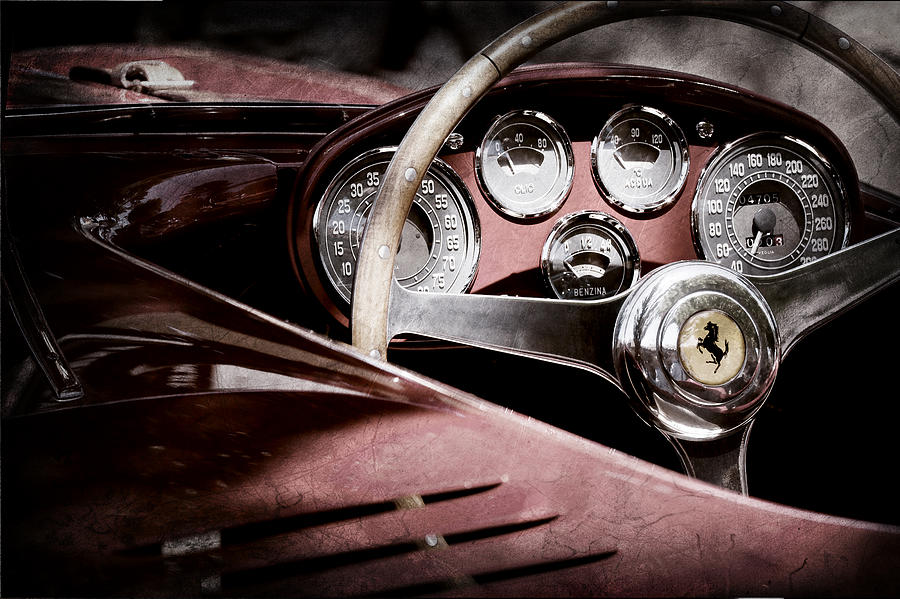 1954 Ferrari 500 Mondial Spyder Steering Wheel Emblem #2 Photograph by Jill Reger