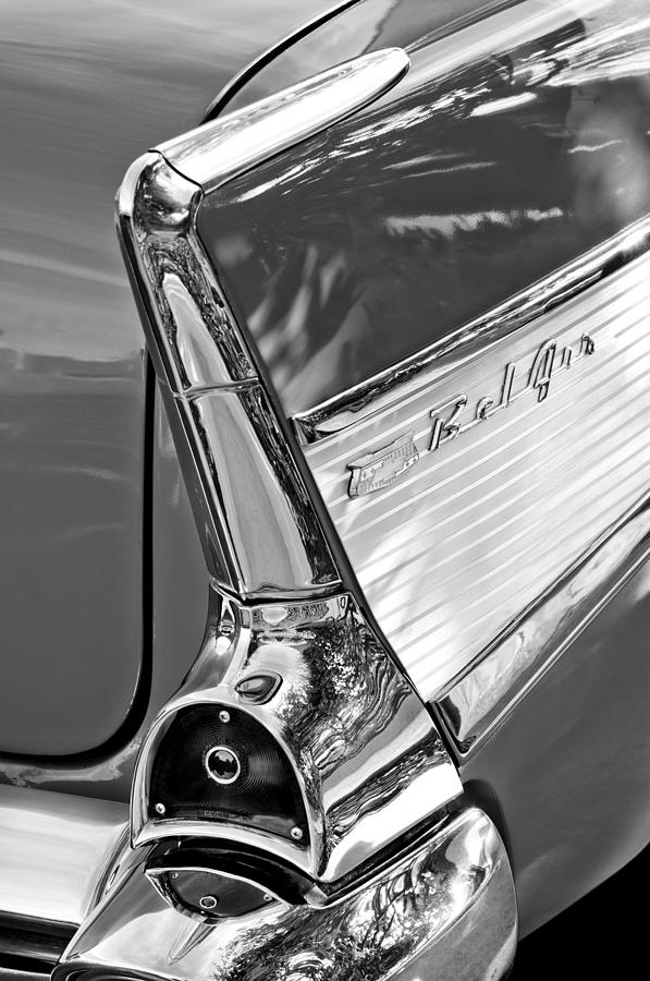 Black And White Photograph - 1957 Chevrolet Belair Taillight by Jill Reger