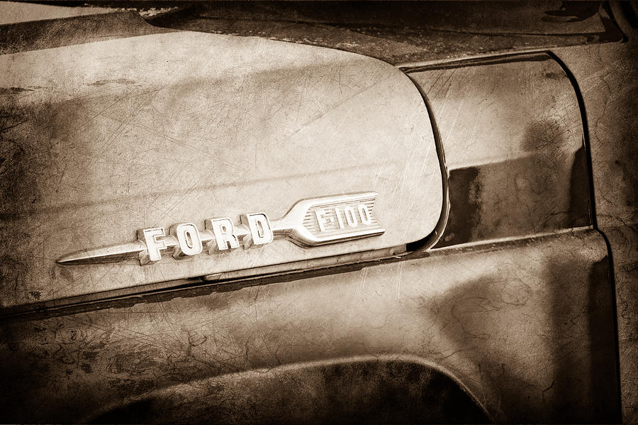 Car Photograph - 1959 Ford F-100 Emblem #2 by Jill Reger
