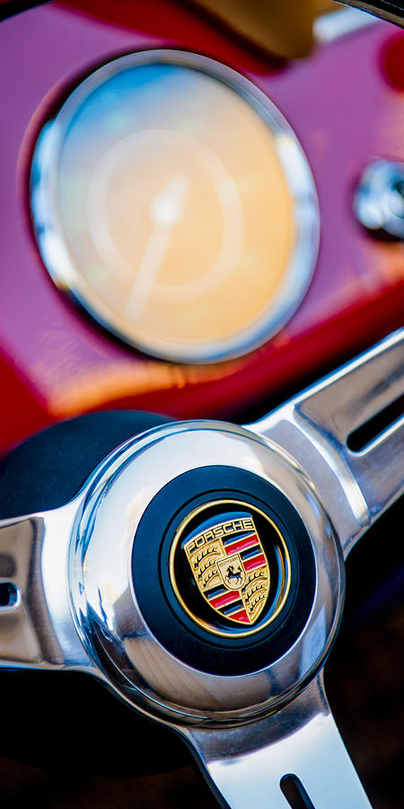 1960 Porsche 356B 1600 Roadster Steering Wheel Emblem #2 Photograph by Jill Reger