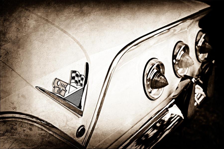 Car Photograph - 1961 Chevrolet Impala Convertible Taillight Emblem #2 by Jill Reger