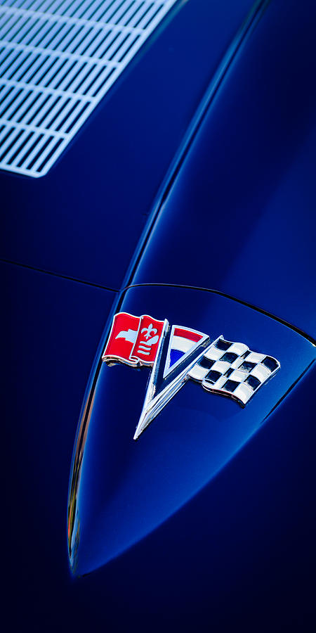 1963 Chevrolet Corvette Sting Ray Fuel Injected Split Window Coupe Hood Emblem #2 Photograph by Jill Reger
