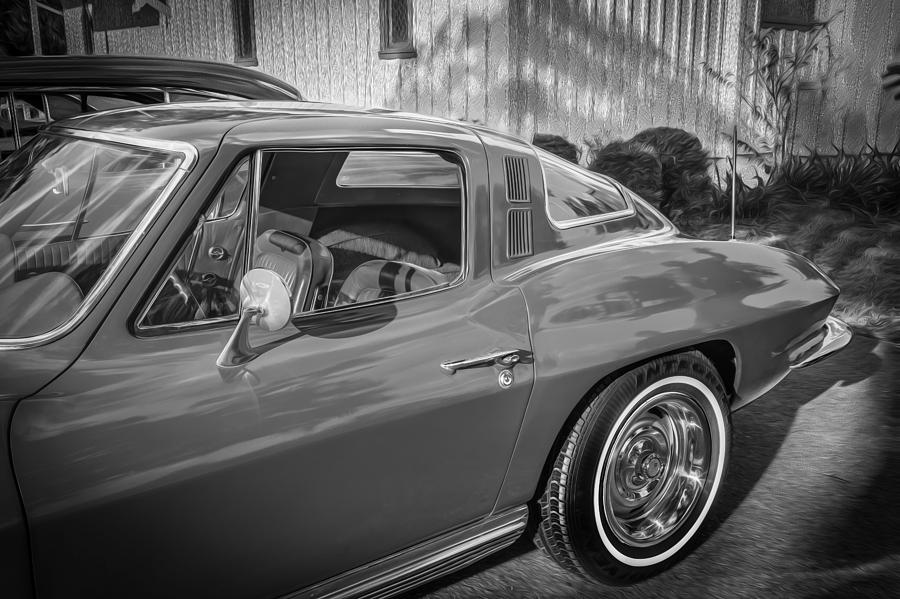 1964 Chevy Corvette Coupe BW   #2 Photograph by Rich Franco