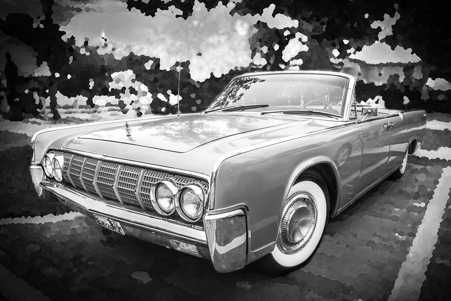 1964 Lincoln Continental Convertible BW  #3 Photograph by Rich Franco
